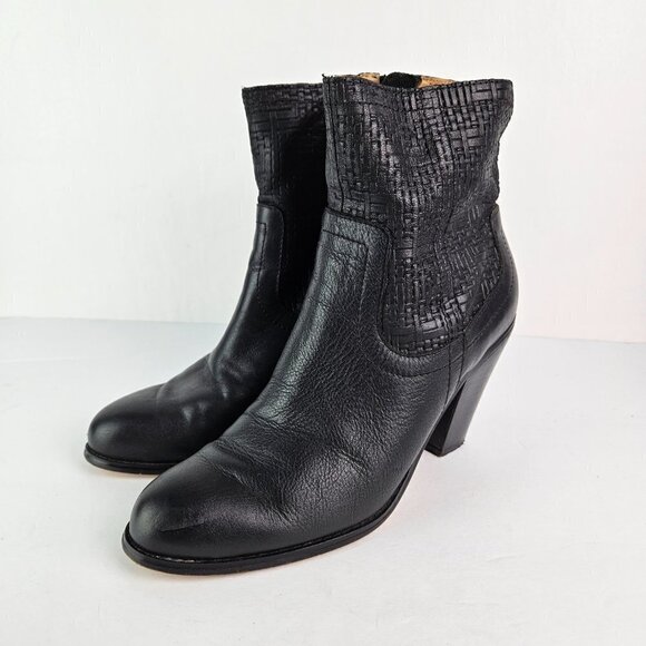 Corso Como Harvest Black Woven Look Leather Heel Ankle Boot 8 - Picture 5 of 11